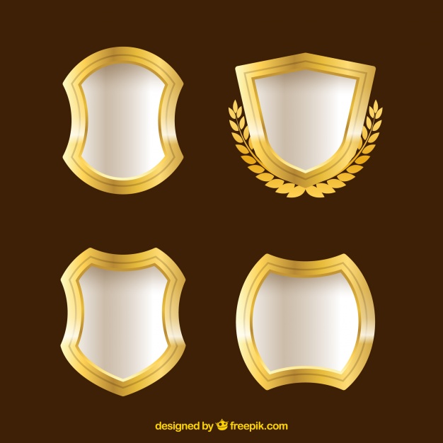626x626 Ai] Set Of Shields With Gold Edges Vector Free Download