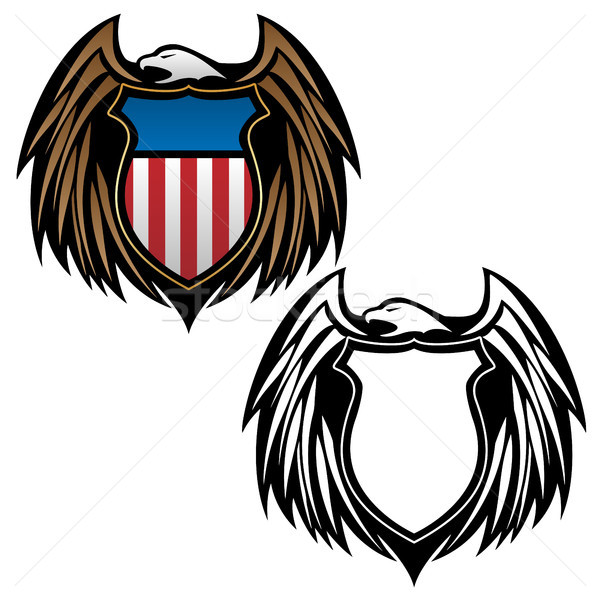 600x600 Patriotic Eagle Emblem With Shield Vector Illustration In Full