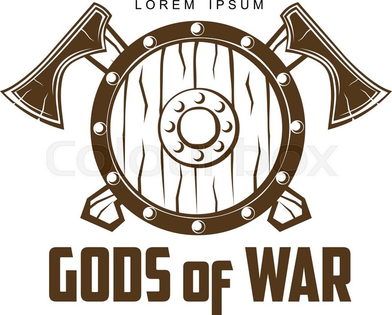 800x644 Viking Battle Shield With Axes, Vector Illustration Of A Simple