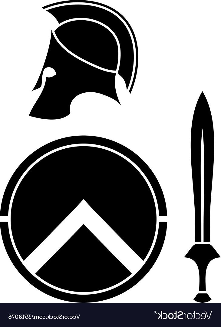 730x1080 Best Hd Spartans Helmet Sword And Shield Vector Drawing