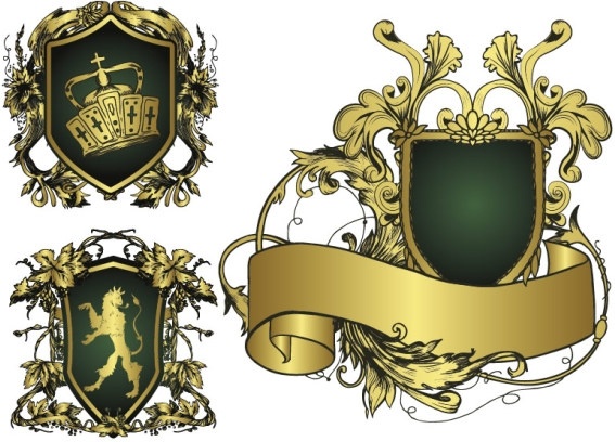 567x408 European Gorgeous Ribbon Shield Pattern Vector Free Vector In