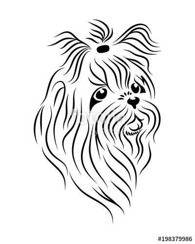400x500 Shih Tzu Dog Line Art, Tribal. Freehand Vector Illustration