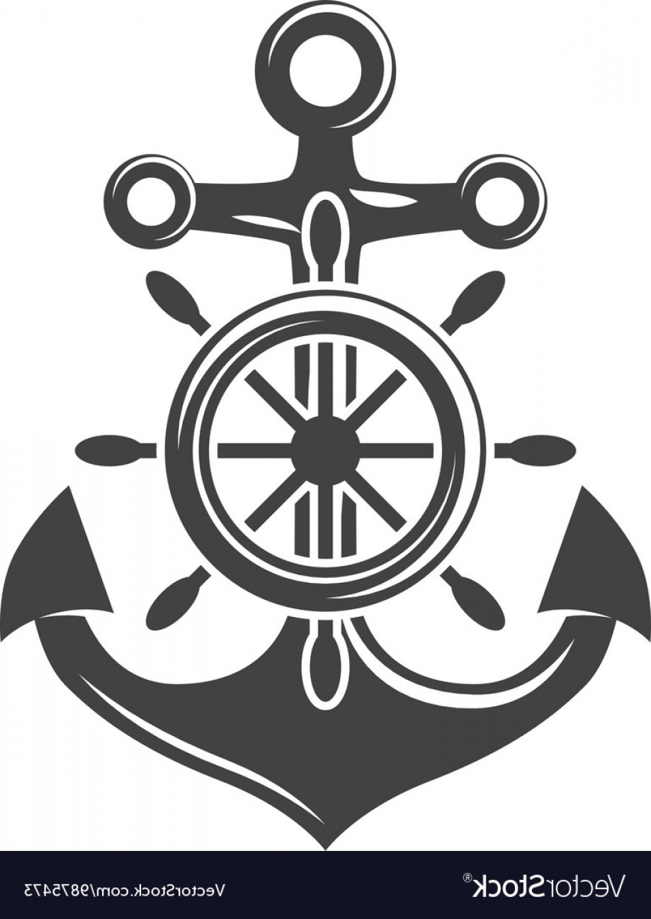 919x1296 Ship Steering Wheel And Anchor Black Icon Logo Vector Sohadacouri