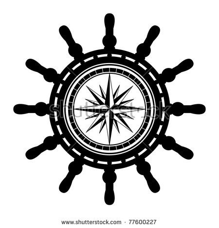 450x470 Ship Steering Wheel Abstract, Vector Illustration Siluety
