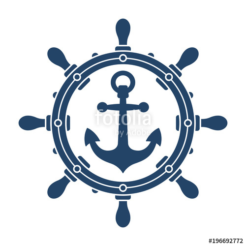 500x500 Ship Steering Wheel And Anchor Navigation Symbol Stock Image And
