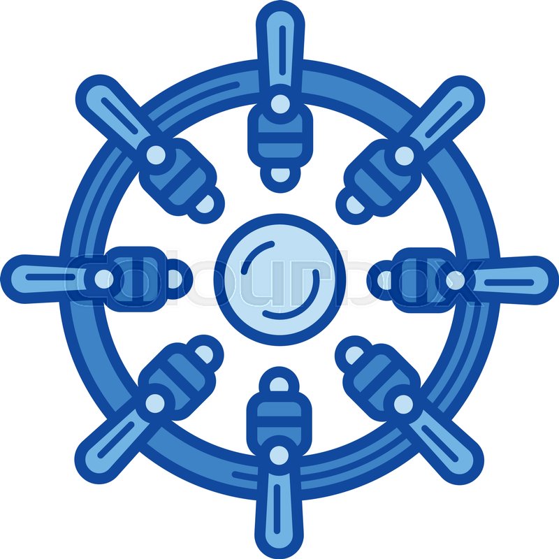 800x800 Ship Steering Wheel Vector Line Icon Isolated On White Background
