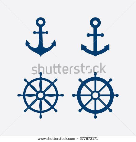 450x470 Anchors And Steering Wheel Ship Wheel Icons Set