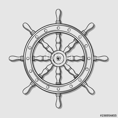 500x500 Ship Steering Wheel. Vector Illustration Stock Image And Royalty