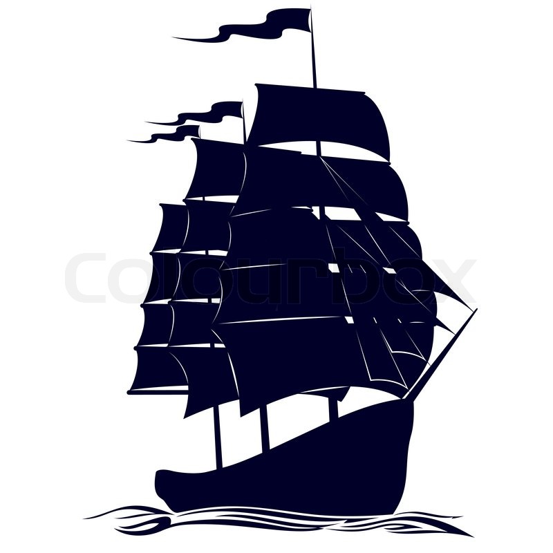 800x800 Contour Of An Old Sailing Ship Stock Vector Colourbox