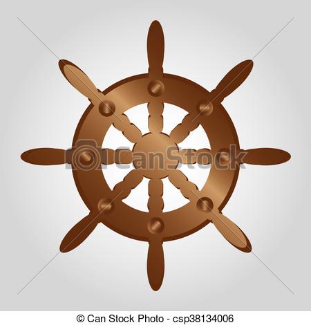 450x470 Ship Wheel, Vector Illustration.