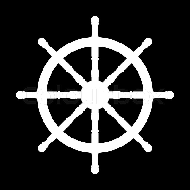 800x800 Ship Wheel. Vector Illustration. White On The Black Stock Vector