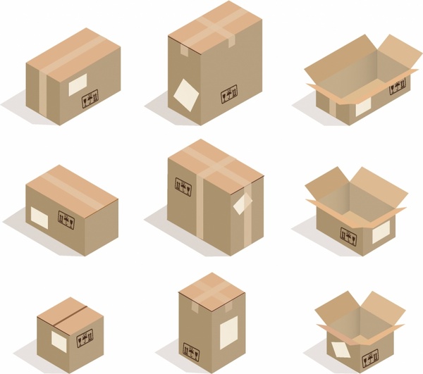 600x531 Cardboard Boxes Free Vector In Adobe Illustrator Ai ( .ai