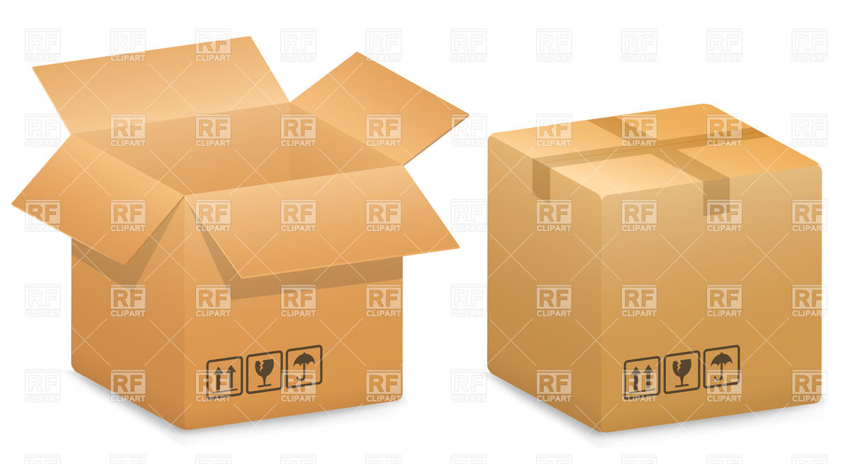 1200x654 Open And Closed Cardboard Boxes Vector Image Vector Artwork Of