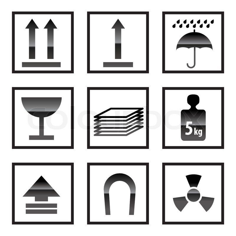 800x800 Shipping Box And Signs Icons Stock Vector Colourbox