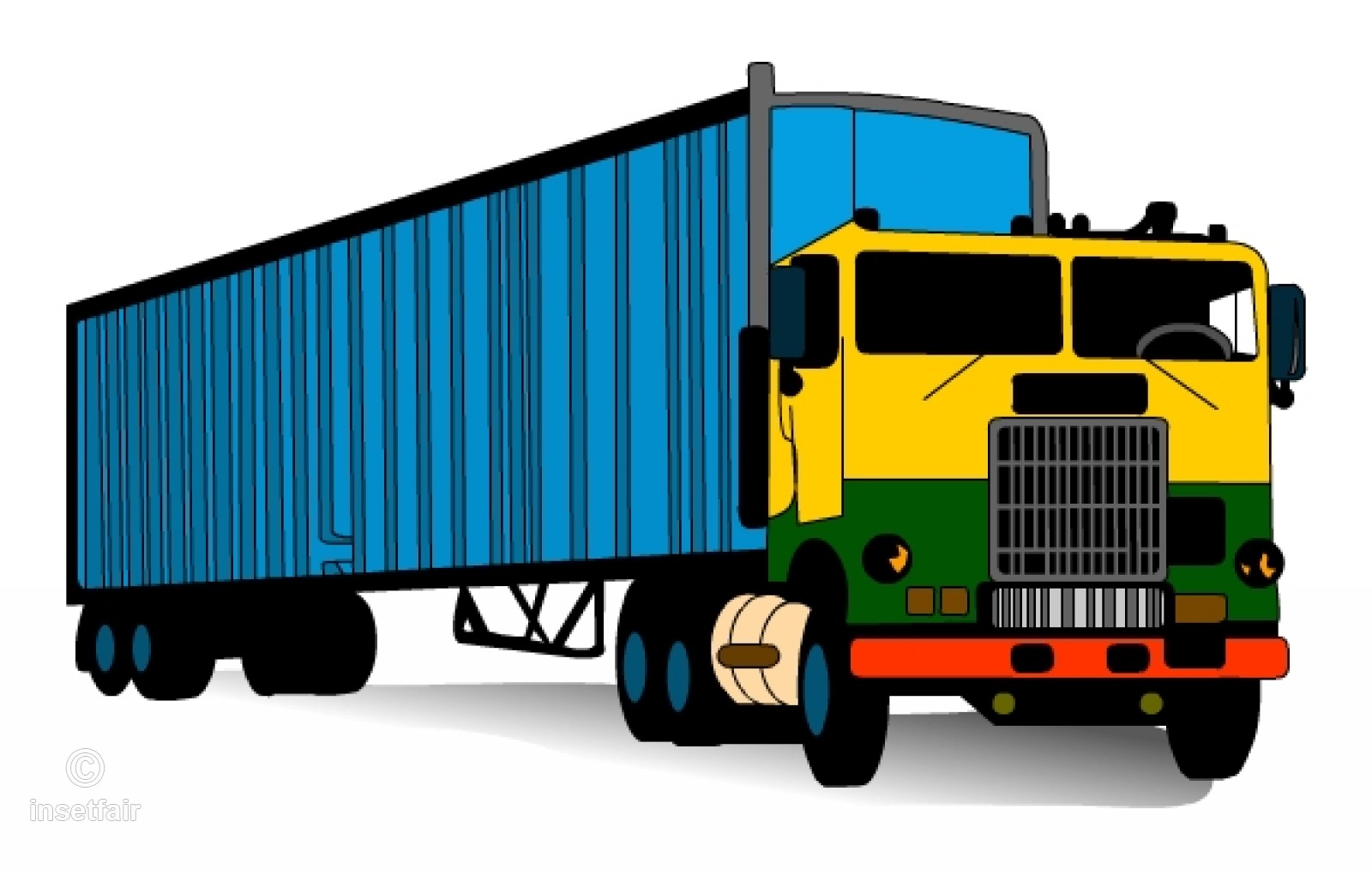 1600x1014 Truck With Shipping Container Stock Free Vector
