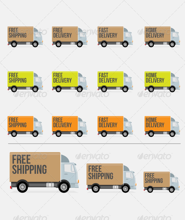590x700 Flat Styled Delivery Truck Icons By Grafiko Graphicriver
