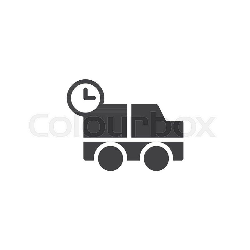 800x800 Shipping Truck With Clock Icon Vector, Filled Flat Sign, Solid