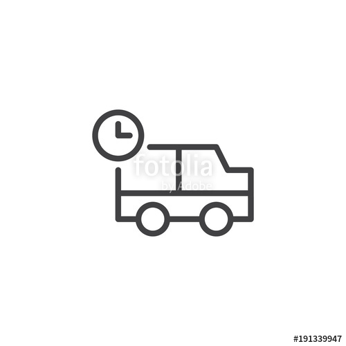 500x500 Shipping Truck With Clock Line Icon, Outline Vector Sign, Linear