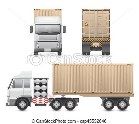 450x401 Trailer Truck Vector. Vector Of Trailer Truck And Cargo Container