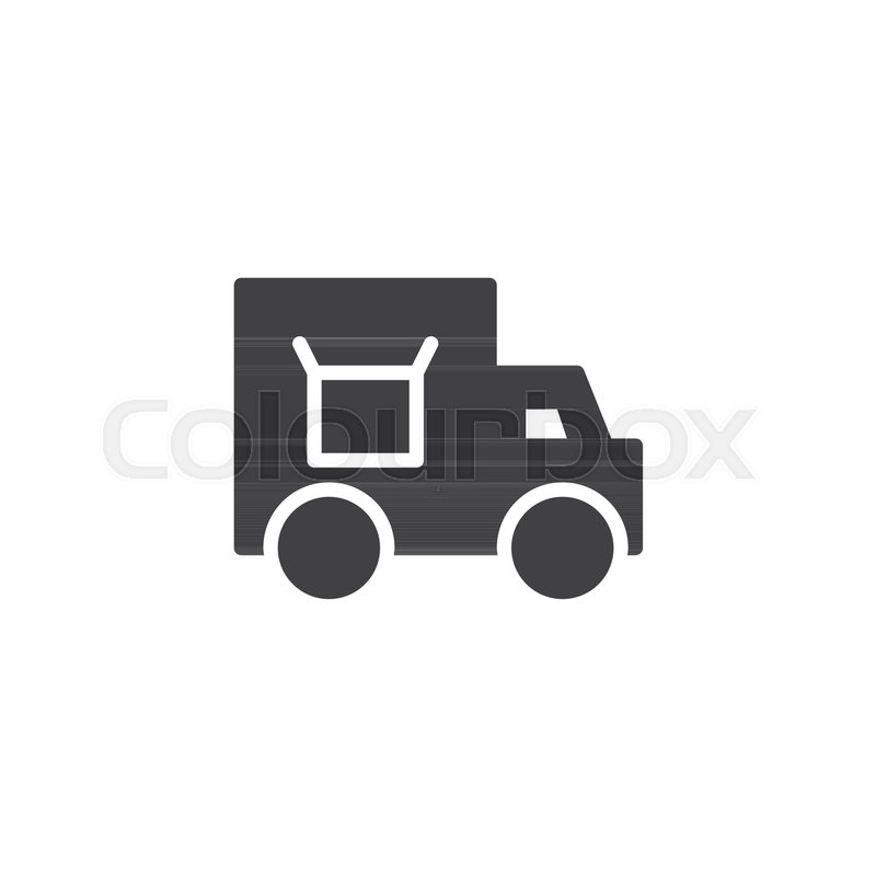 800x800 Cargo Delivery Truck Vector Icon. Filled Flat Sign For Mobile