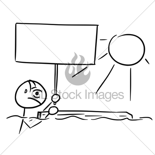 500x500 Vector Stick Man Cartoon Of Shipwreck Survivor Castaway S... Gl