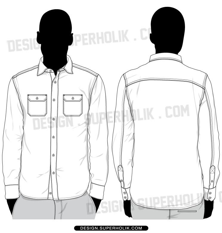 744x783 Button Up Shirts Vector Template Set Fashion Vector Templates