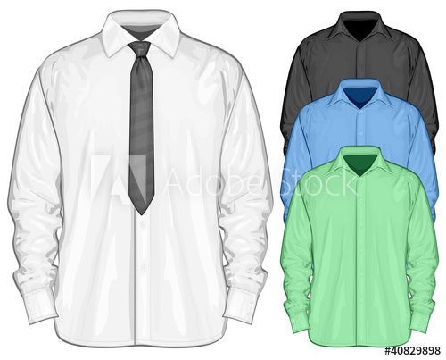500x403 Vector Illustration Of Dress Shirt (Button Down) With Neckties