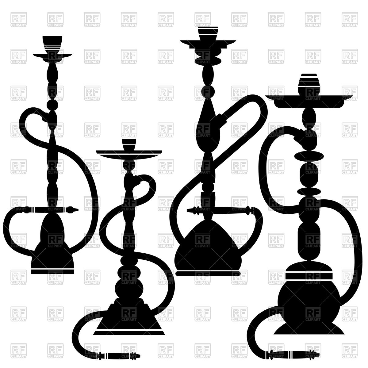 1200x1200 Set Of Hookahs Silhouettes Vector Image Vector Artwork Of Signs