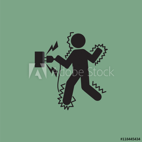 500x500 Graphic Symbol Of A Man Get An Electric Shock Vector Illustration