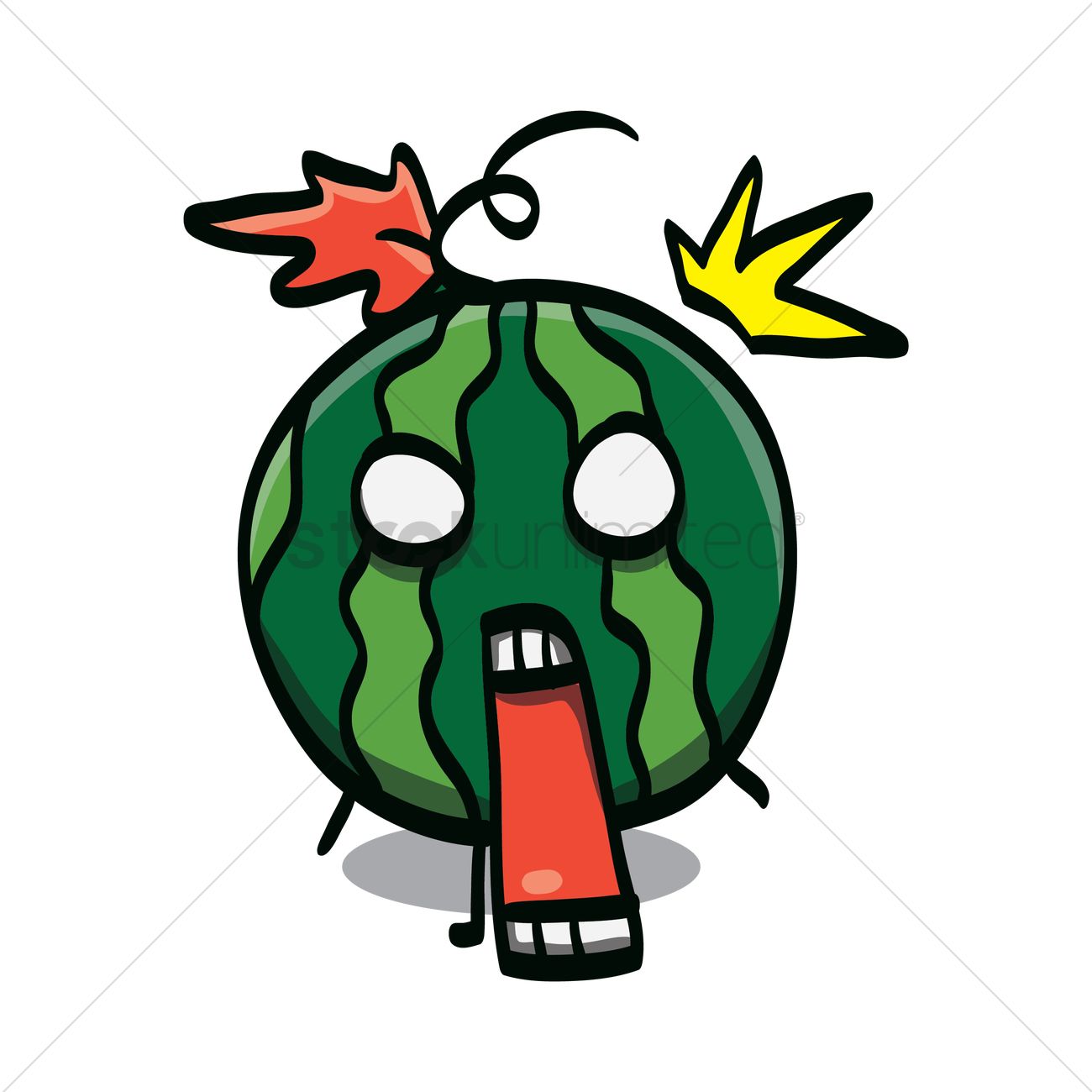 1300x1300 Watermelon Cartoon Character In Shock Vector Image