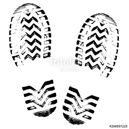 500x500 Footprint, Silhouette Vector. Shoe Soles Print. Foot Print Tread