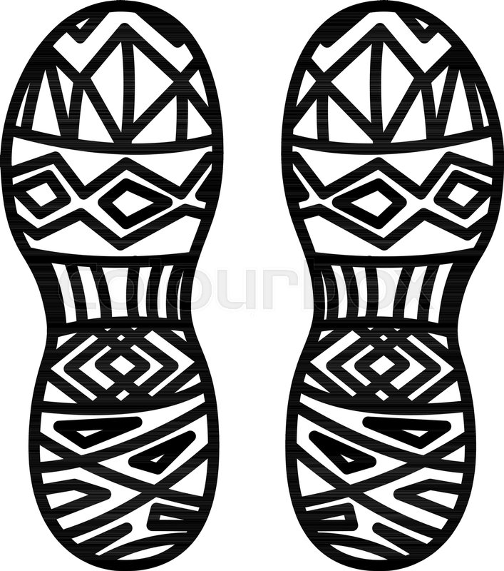 707x800 Footprint Of Shoe Sole Isolated On White Background. Vector