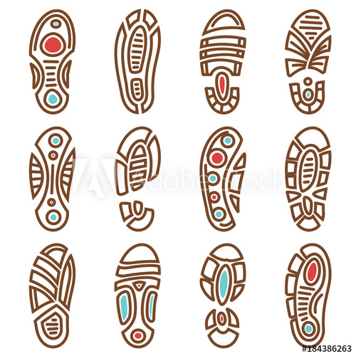 500x500 Footprints Vector Icons Of Boot Shoe Sole Track Print Pattern