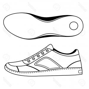 300x300 Photostock Vector Black Outlined Sneakers Shoe Sole Vector