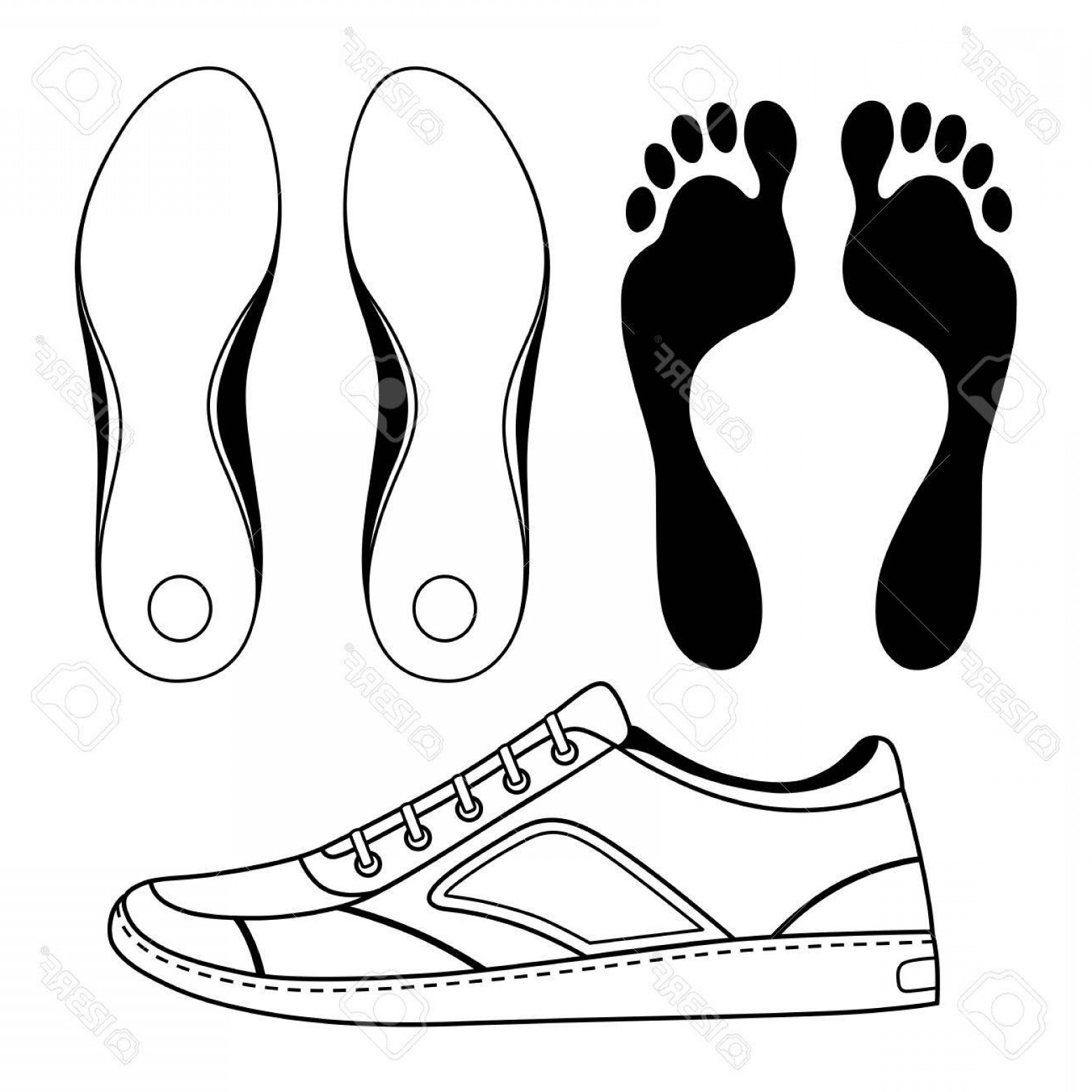 1560x1560 Photostock Vector Black Outlined Sneakers Shoe Soles Vector