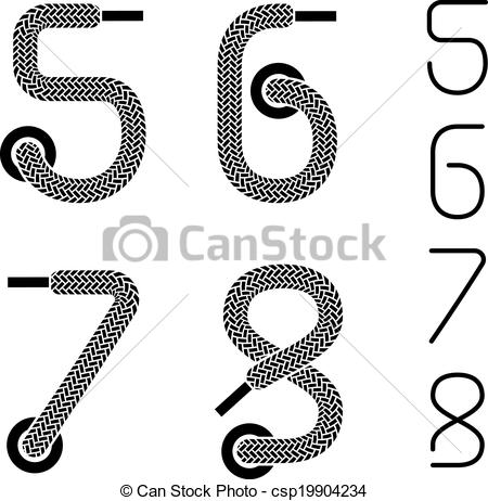 450x462 Vector Shoe Lace Numbers 5 6 7 8.