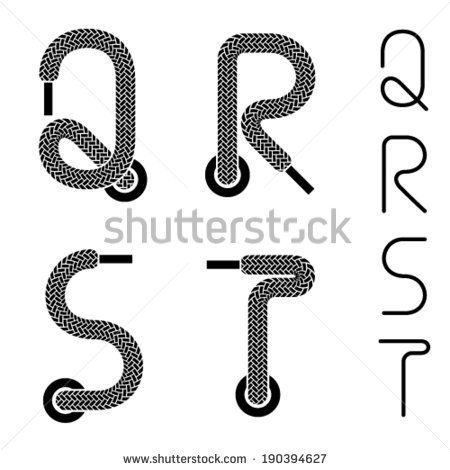 450x470 Vector Shoe Lace Alphabet Letters Q R S T Font
