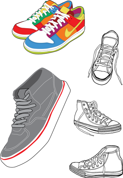 395x570 Sports Shoes And Canvas Shoes Vector