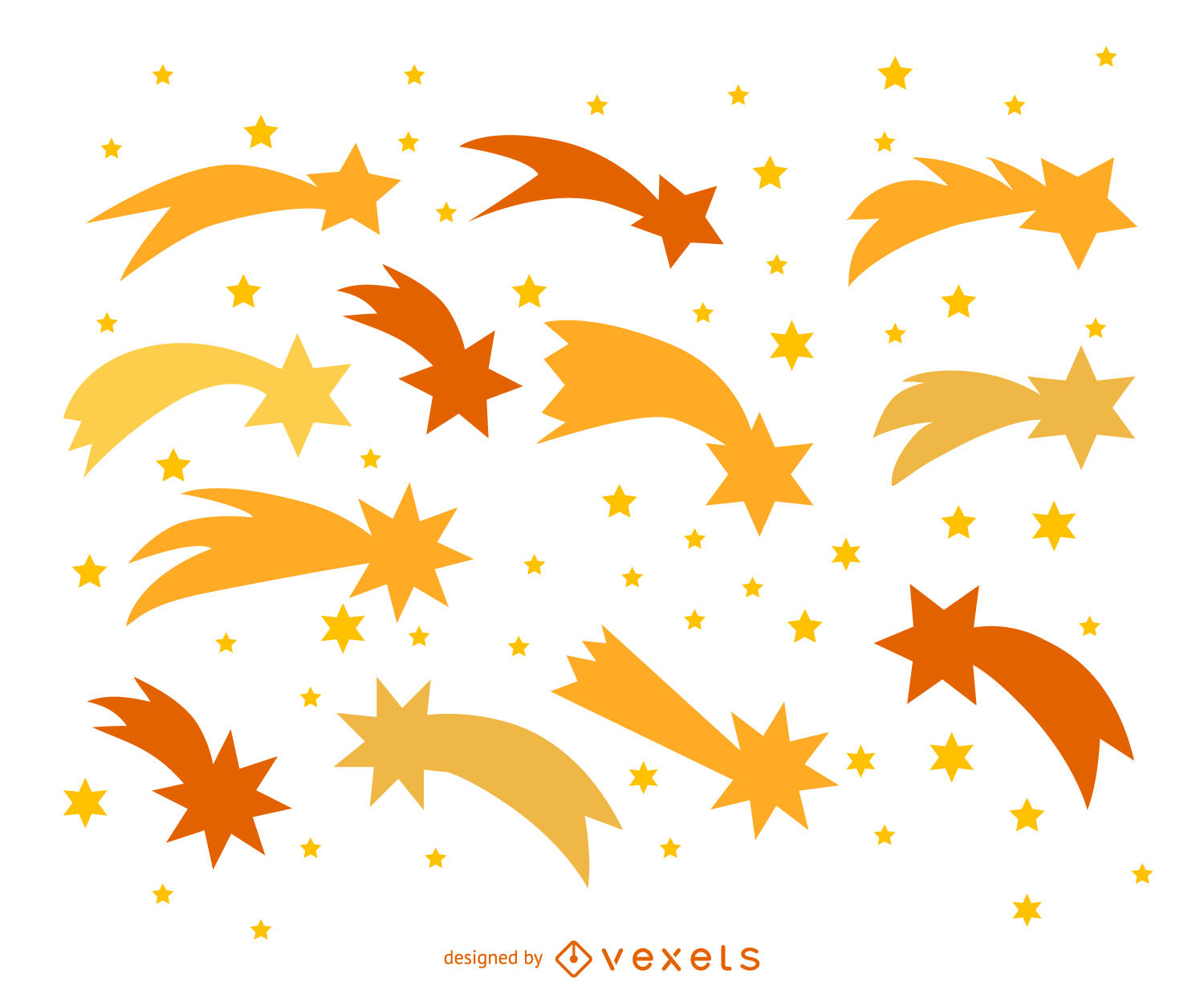 1500x1228 Isolated Shooting Stars Silhouette Set