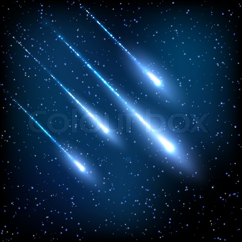 800x800 Blue Night Sky With Shooting Stars. Vector Illustration Eps 10