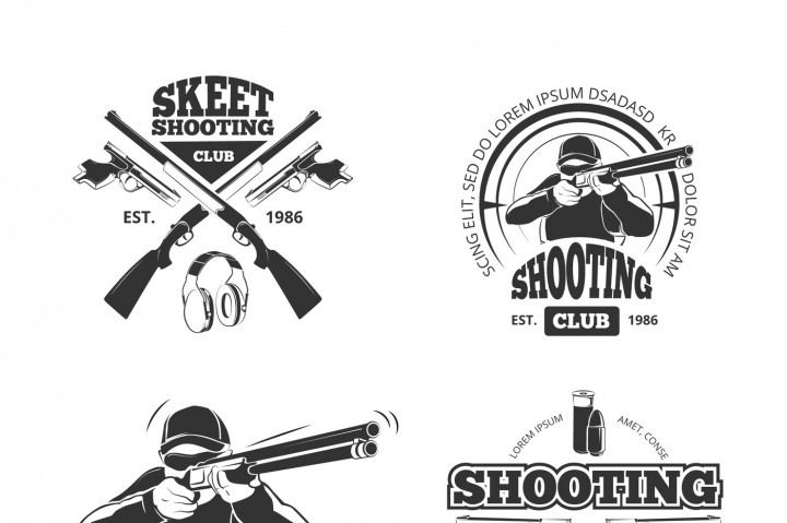 720x479 Retro Weapons, Shooting Vector Labels, Emblems, Badges, Logos By