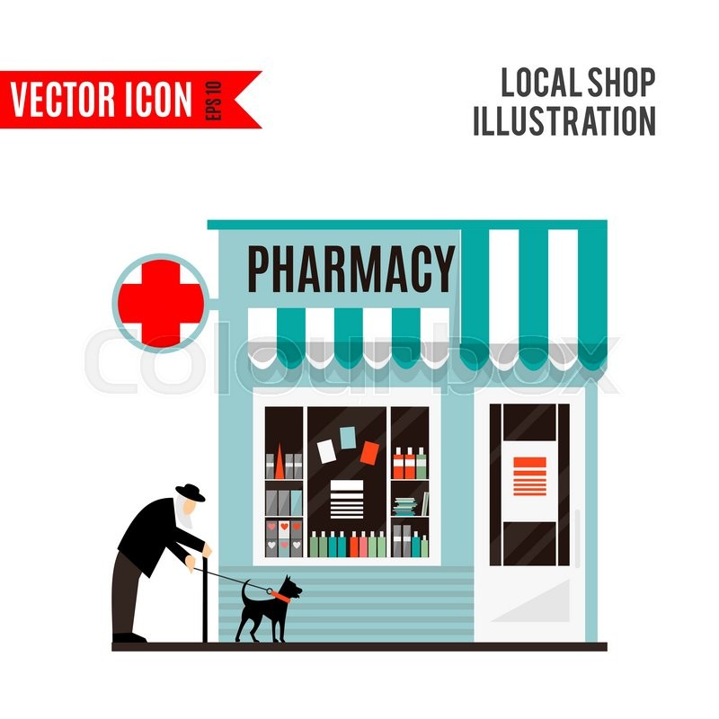 800x800 Pharmacy Shop Icon Isolated On White Background. Vector