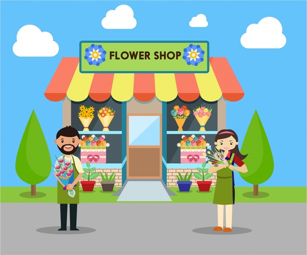 600x500 Flower Shop Vector Illustration In A Flat Style Free Vector In