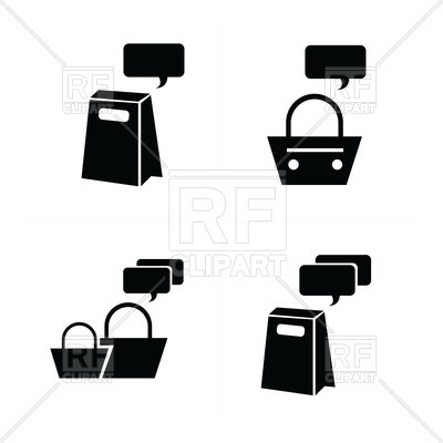 400x400 Shopping Bag Icon Set With Bubble Talk Vector Image Vector