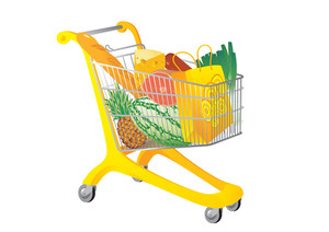 300x212 Shopping Cart And Basket. Vector. Royalty Free Stock Image