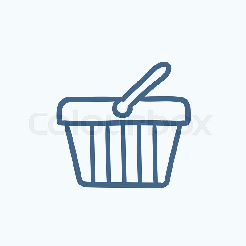 800x800 Shopping Basket Vector Sketch Icon Isolated On Background. Hand