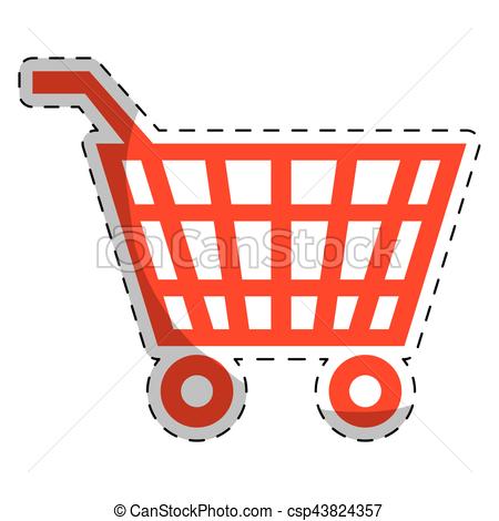 450x470 Red Shopping Cart Icon Over White Background. Vector Illustration.