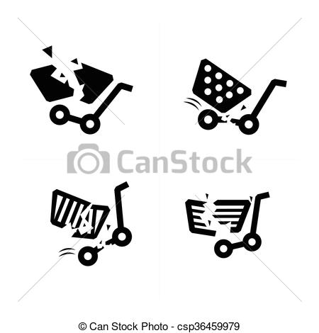 450x470 Break Shopping Cart Icons. Vector.