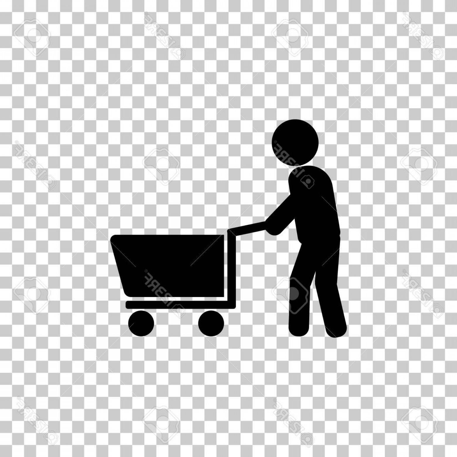 1560x1560 Photostock Vector Man Walking With Shopping Cart Vector Icon
