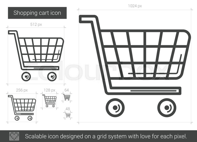 800x576 Shopping Cart Vector Line Icon Isolated On White Background